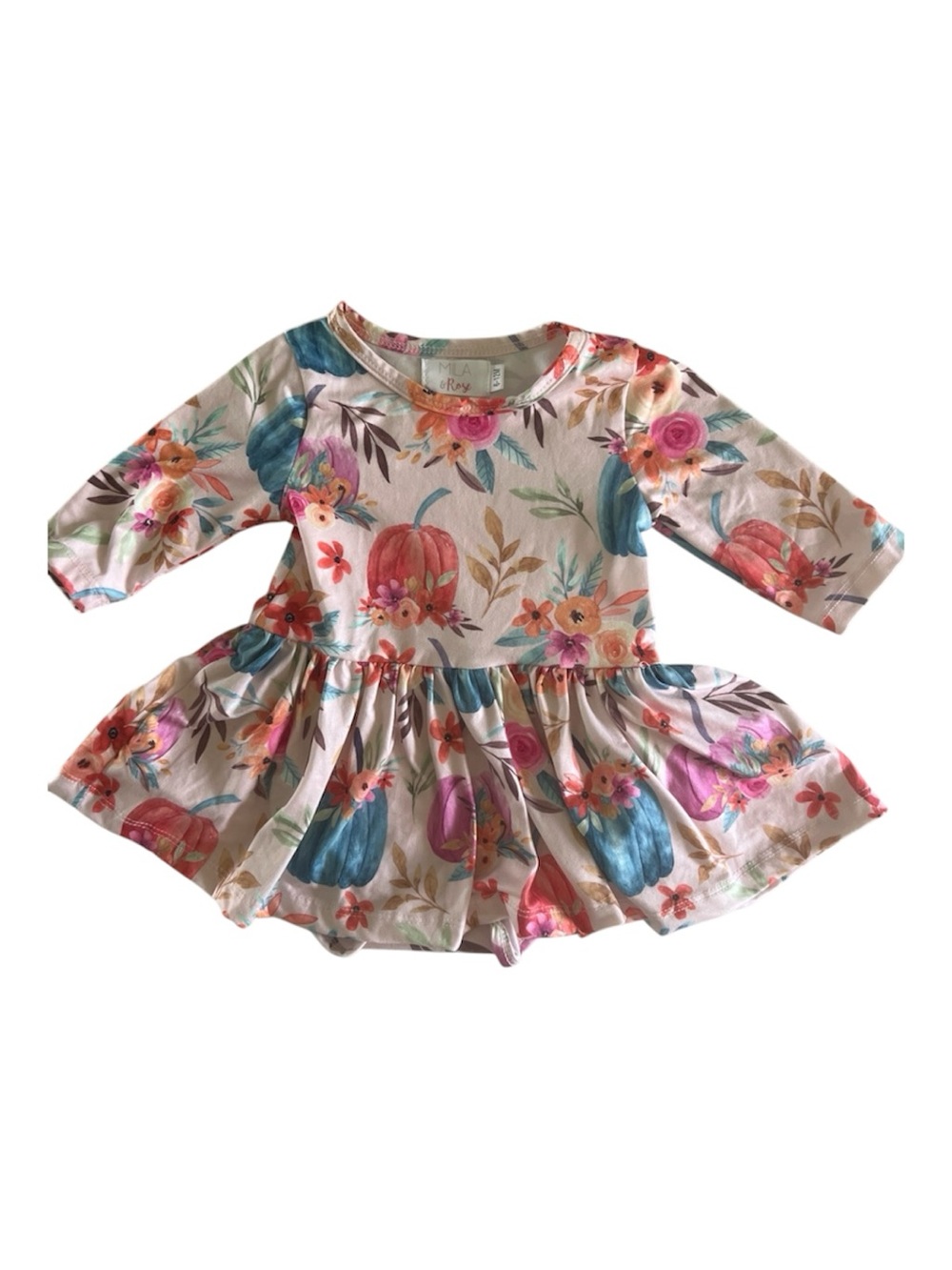 Mila & Rose Pumpkin Floral Twirl Dress 6-12 Months Fall Thanksgiving